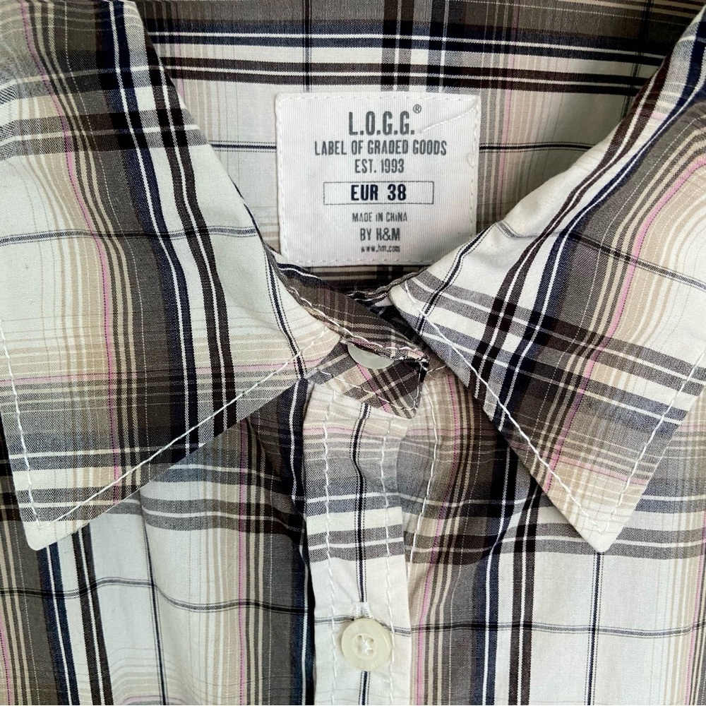 Checkered Pastel Plaid Modern Pocket Shirt - Picture 5 of 7
